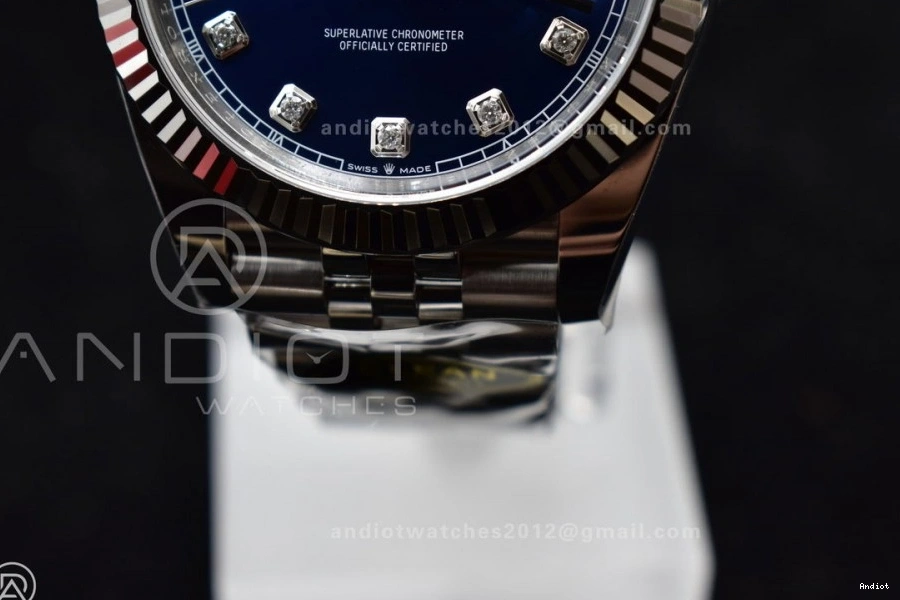 1:1 Jubilee DateJust Steel SS Clean On 41 Best Edition Diamonds VR3235 Blue Dial 904L 126334 Bracelet 0504